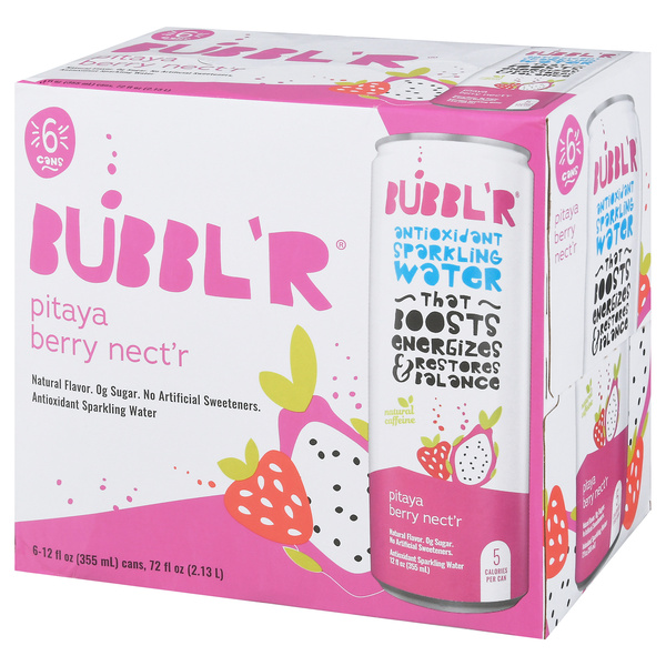BUBBL'R Pitaya Berry Nect'r Antioxidant Sparkling Water 6Pk | Hy