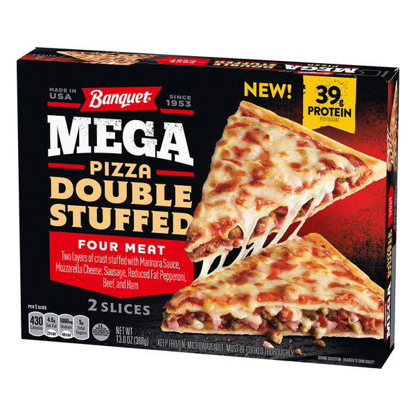Banquet Mega Pizza Double Stuffed, Four Meat, 2 Slices | Hy-Vee