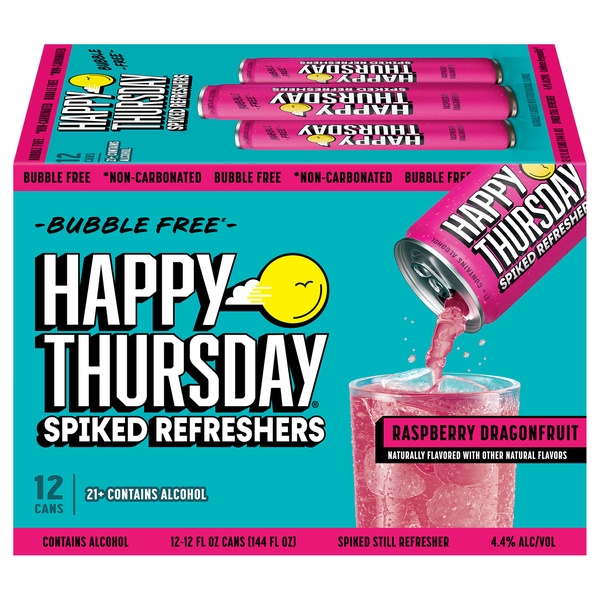 Happy Thursday Spiked Refreshers, Raspberry Dragonfruit, 12Pk | Hy