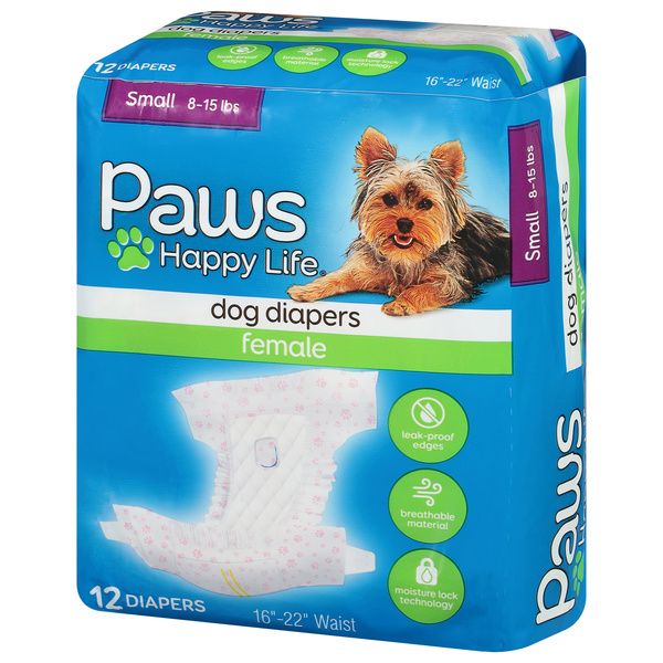 Paws Happy Life Female Dog Diapers Small (8-15 lbs) 12 ea | Hy-Vee