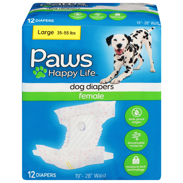Paws Happy Life Female Dog Diapers Large (35-55 lbs) 12 ea | Hy