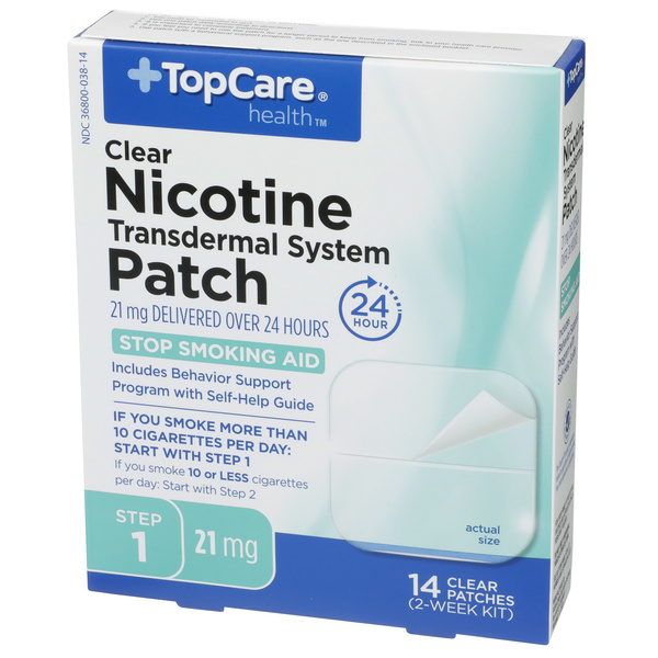 TopCare Health Clear Nicotine Patch 21mg Step 1 Stop Smoking Aid