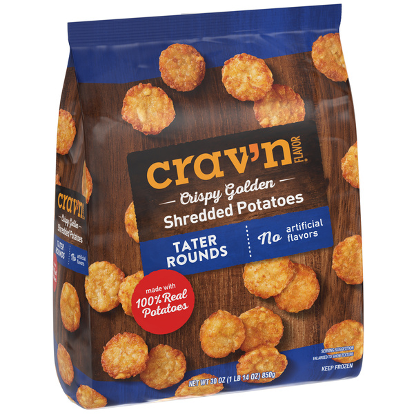 Crav'N Flavor Shredded Potatoes, Crispy Golden, Tater Rounds | Hy
