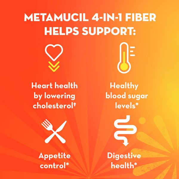 Metamucil Psyllium Fiber Supplement Orange -- 48.2 oz