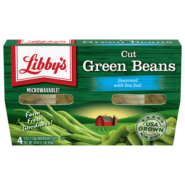 Libby's Microwavable Cut Green Beans Lightly Seasoned with Sea