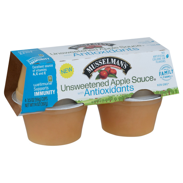 Musselman's Unsweetened Apple Sauce with Antioxidants 4-3.5 oz