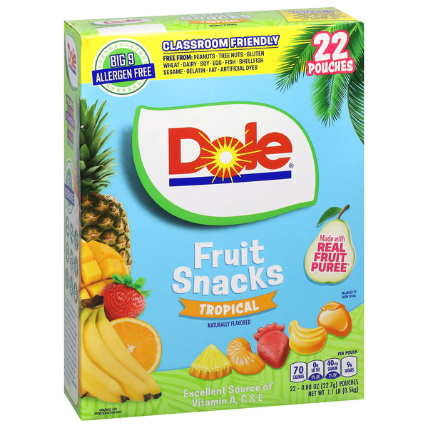 Dole Tropical Fruit Snacks 22 - 0.80 oz Pouches | Hy-Vee Aisles