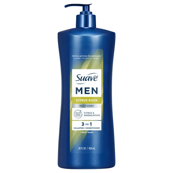 Suave Men Citrus Rush 3-in-1 Shampoo, Conditioner & Body Wash | Hy