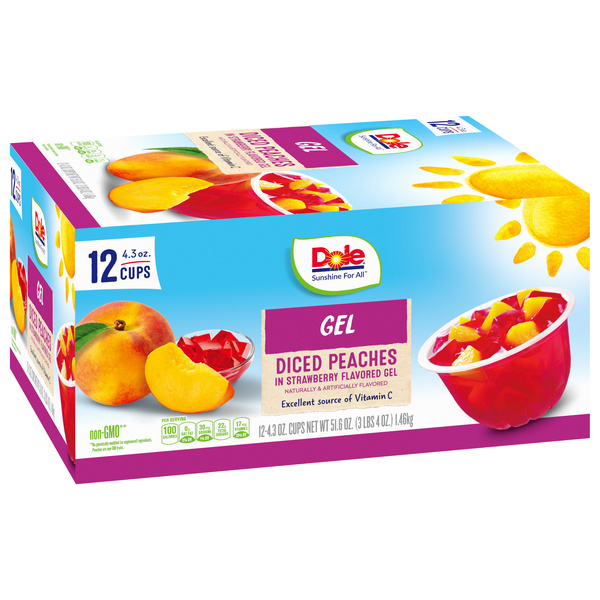 Dole Peaches in Strawberry Gel 12 - 4.3 oz Cups | Hy-Vee Aisles
