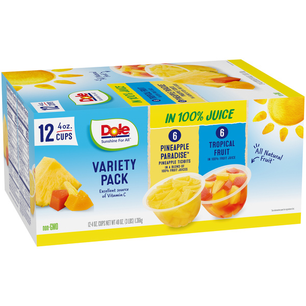 Dole Tropical Fruit in 100% Fruit Juice And Pineapple Tidbits in
