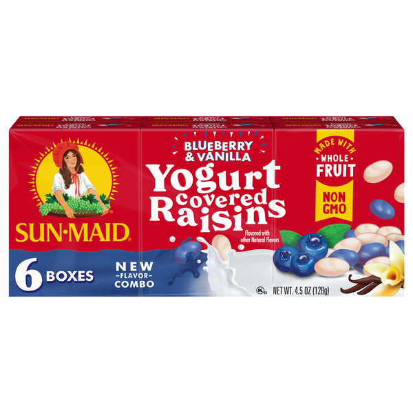 raisin2 フル&ベジ各6缶 Sun-Maid Blueberry & Vanilla Yogurt Covered Raisins, 6Ct | Hy-Vee