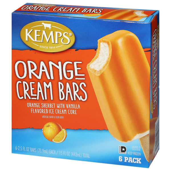 Kemps Orange Cream Frozen Dairy Dessert Bars, 2.5 fl oz/6ct | Hy
