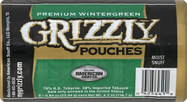 grizzly tobacco nutrition facts Berserker Caffeine Pouches The pouches themselves are long and narrow Grizzly Moist Snuff, Premium Wintergreen,