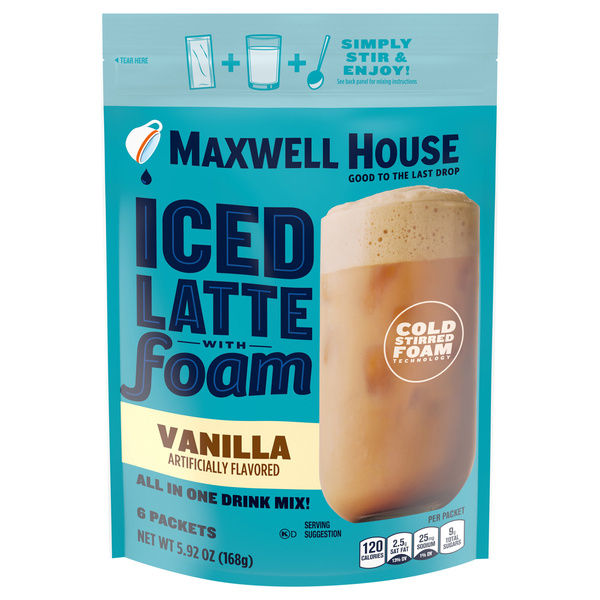 Maxwell House Iced Vanilla Latte with Foam Instant Coffee Drink