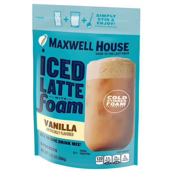 Maxwell House Iced Vanilla Latte with Foam Instant Coffee Drink