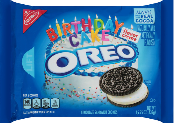 Nabisco Oreo Birthday Cake Flavor Creme Chocolate Sandwich Cookies