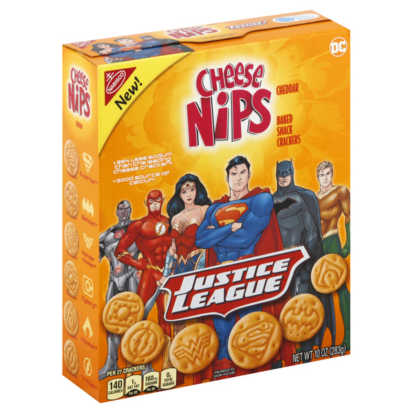 Nabisco Cheese Nips Justice League Cheddar Baked Snack Crackers