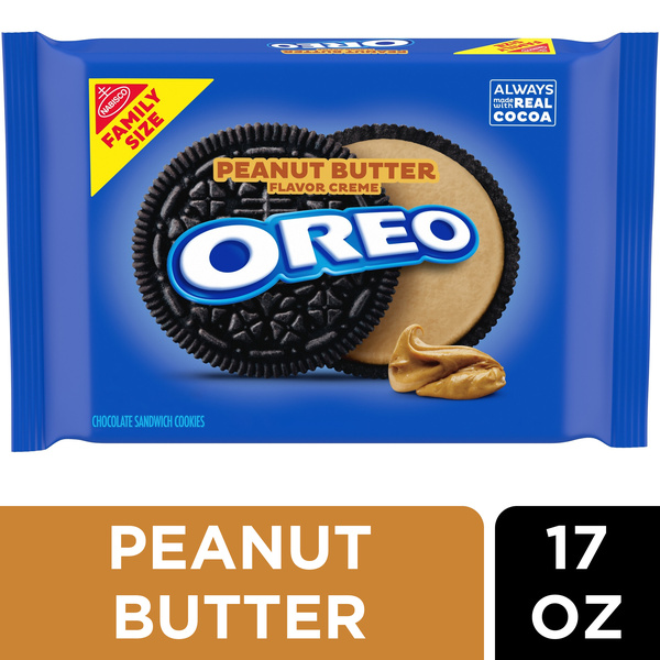 Nabisco Oreo Peanut Butter Creme Chocolate Sandwich Cookies Family