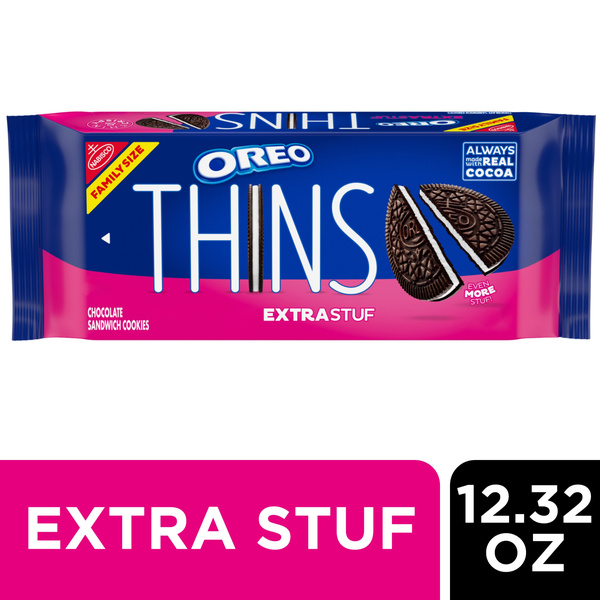 Oreo Thins Extra Stuf Chocolate Sandwich Cookies, Family Size | Hy