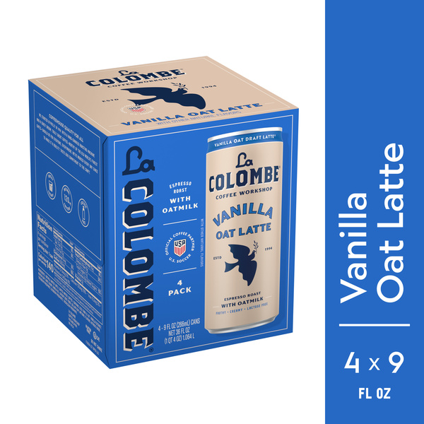 La Colombe Coffee, Oatmilk Vanilla Latte, 9 fl oz Cans, 4 Pack