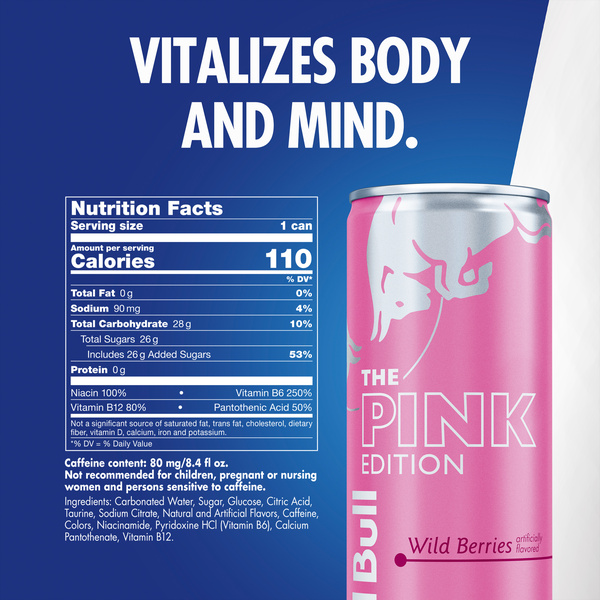 Red Bull Pink Edition Energy Drink, Wild Berries, 8.4 fl. oz. Can