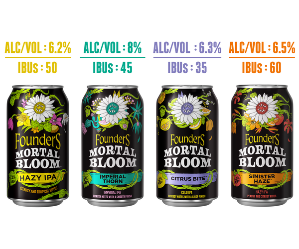 Founders Mortal Bloom Variety Pack, 12 Pack, 12 Fl Oz Cans | Hy-Vee ...
