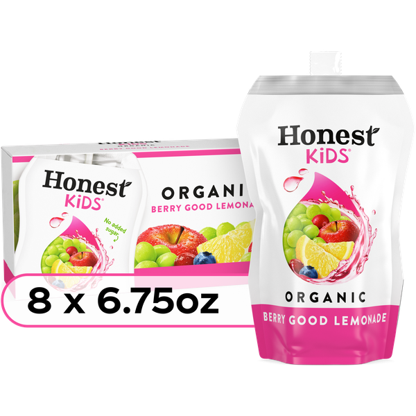 Honest Kids Berry Good Lemonade Organic Juice Drink Pouches, 6.75
