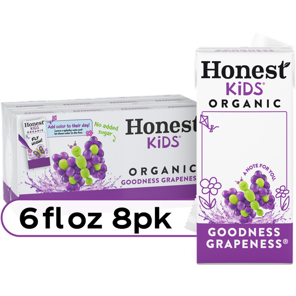 Honest Kids Goodness Grapeness Organic Juice Drink Cartons, 6 fl