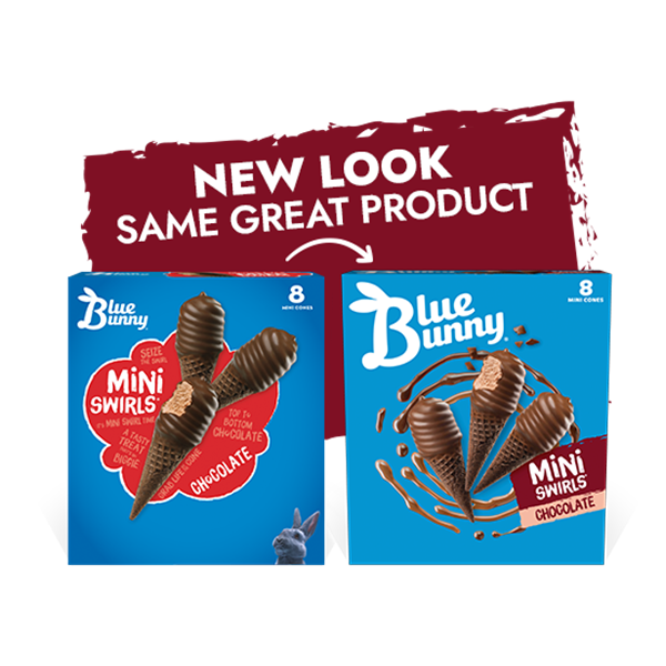 Blue Bunny Mini Swirls Chocolate Cones, Frozen Dessert, 8 Pack