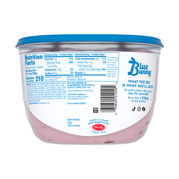 Blue Bunny Cherry Chocolate Chunk Frozen Dairy Dessert, 46 fl oz