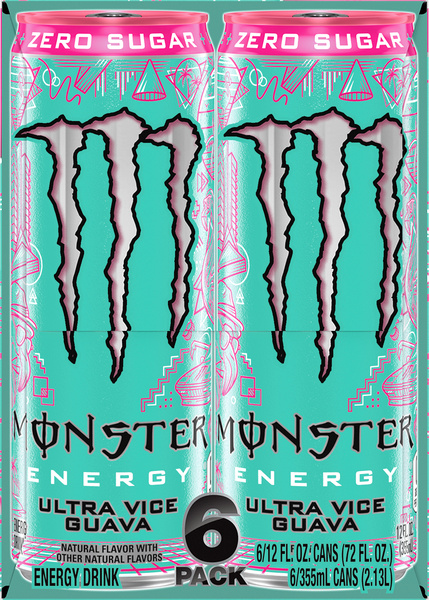 Monster Energy Zero Sugar Ultra Vice Guava Energy Drink 6Pk | Hy