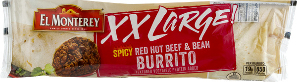 El Monterey Burrito Beef & Bean Spicy Red Hot XX Large! | Hy-Vee