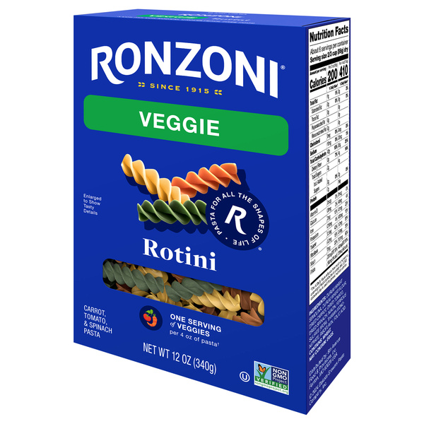 Ronzoni Garden Delight Rotini, 12 oz, Non-GMO Tricolor Pasta | Hy