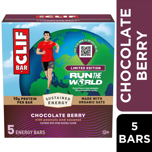 CLIF BAR Limited Edition Run the World, Chocolate Berry, 5-2.4 oz