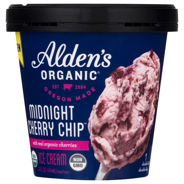 Aldens Organic Midnight Cherry Chip Ice Cream 14 oz | Hy-Vee
