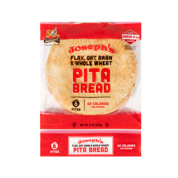 Joseph's Flax Oat Bran & Whole Wheat Pita Bread 6Ct | Hy-Vee