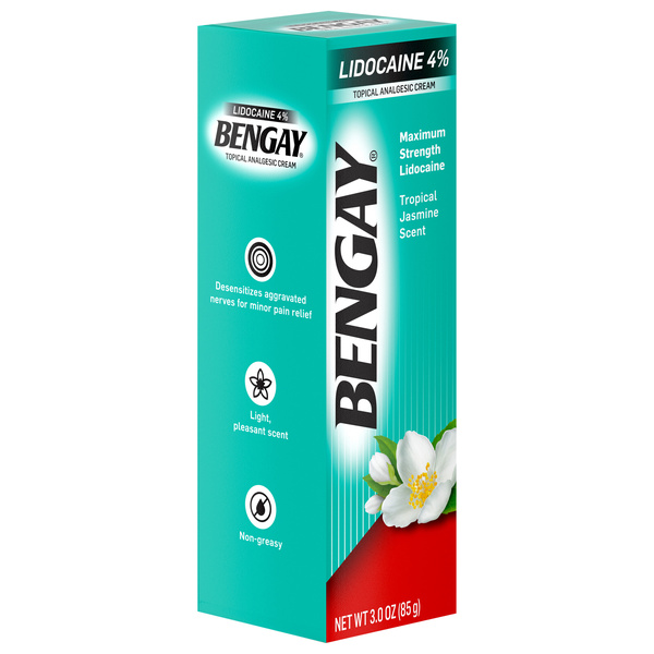 Bengay Topical Analgesic Cream, Lidocaine 4%, Maximum Strength, Tropical Jasmine Scent, image courtesy of Hy-Vee