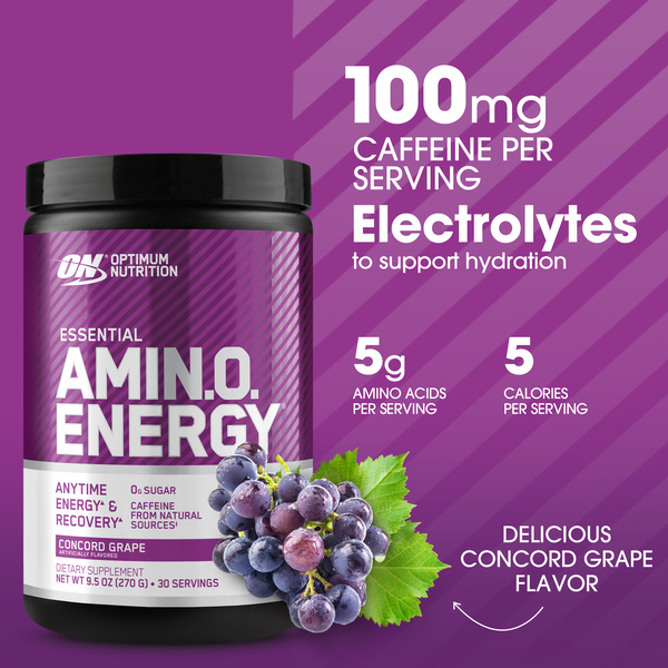Optimum Nutrition Amino Energy, Concord Grape, 30 Servings | Hy