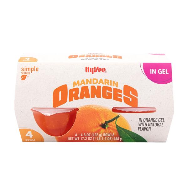 Hy-Vee Mandarins Oranges In Orange Gel, 4-4.3 oz Bowls | Hy-Vee