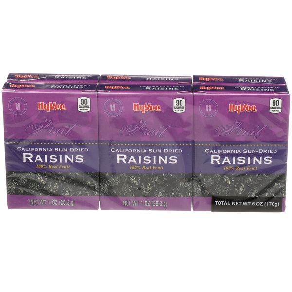 Hy-Vee Raisins California Sun-Dried 6-1oz. Boxes | Hy-Vee Aisles