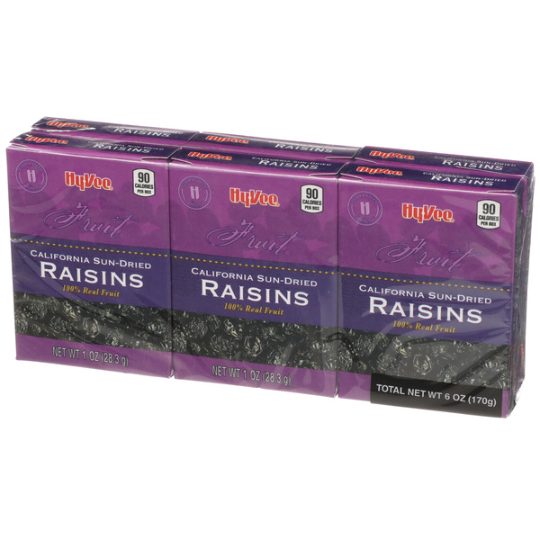 Hy-Vee Raisins California Sun-Dried 6-1oz. Boxes | Hy-Vee Aisles