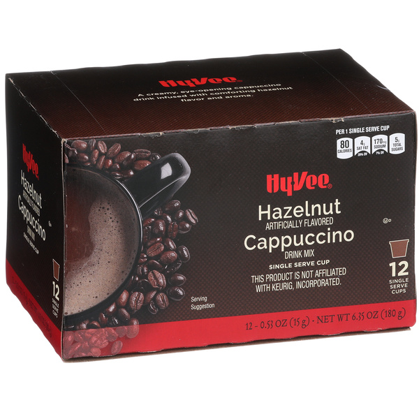 キャナウェイヘルプベープ　200ml　5本セット Hy-Vee Hazelnut Cappuccino Single Serve Cups 12-.53 oz ea. | Hy