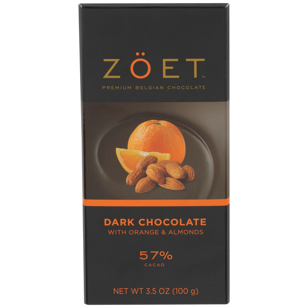 ❀chocolat✿ Zöet Dark Chocolate with Orange & Almonds 57% Cacao | Hy-Vee