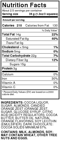 Zöet Dark Chocolate with Orange & Almonds 57% Cacao | Hy-Vee