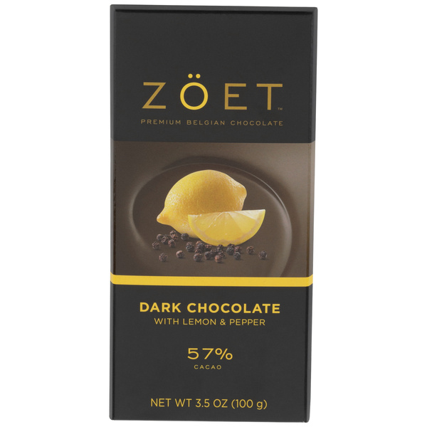 Zöet Dark Chocolate with Lemon & Pepper 57% Cacao | Hy-Vee Aisles