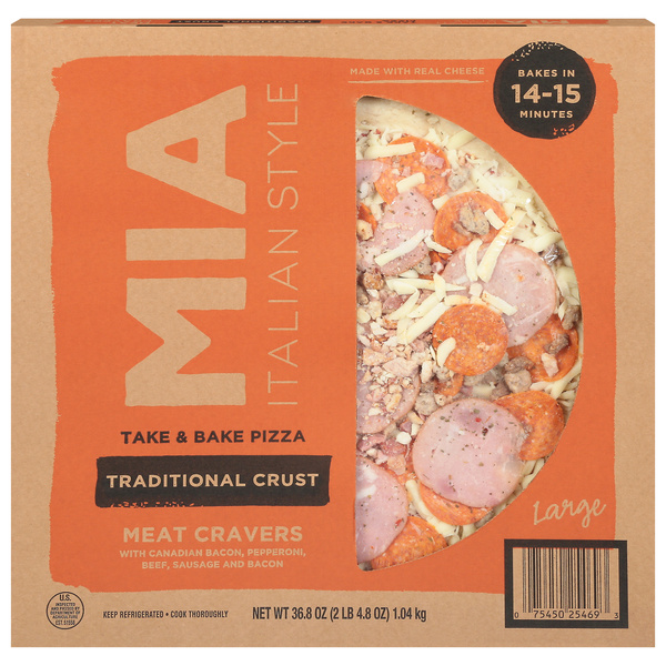 Mia Italian Take & Bake Pizza Large Traditional Crust Meat Cravers