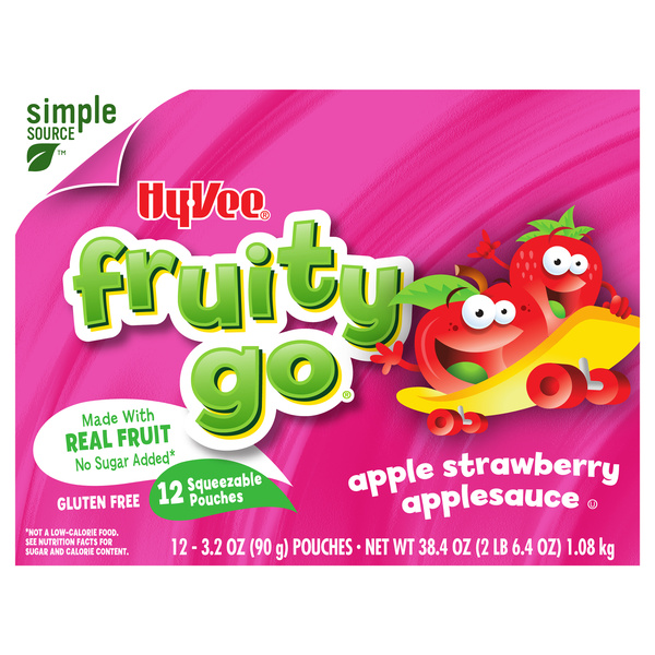 【うっちー】ホームベーカリー Hy-Vee Apple Sauce, Peach Strawberry Pouches 12Ct | Hy-Vee Aisles