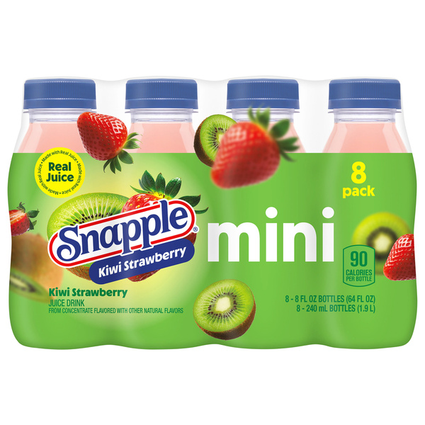 Snapple Kiwi Strawberry Juice Drink, 8 fl oz mini bottle, 8 pack