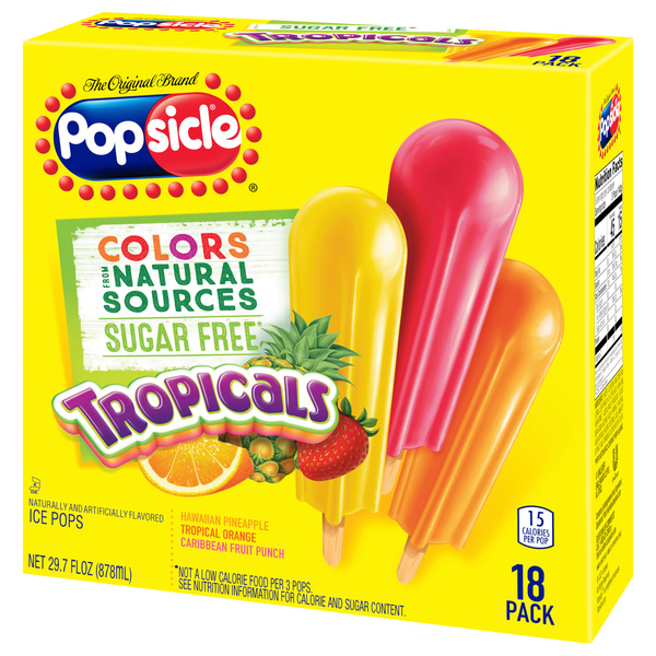 Popsicle Sugar Free Tropicals Hawaiian Pineapple, Tropical Orange