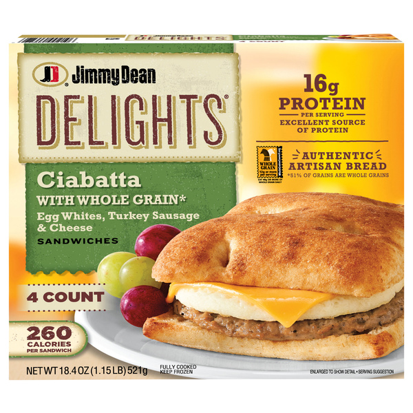Jimmy Dean Delights Turkey Sausage, Egg White and Cheese Ciabatta